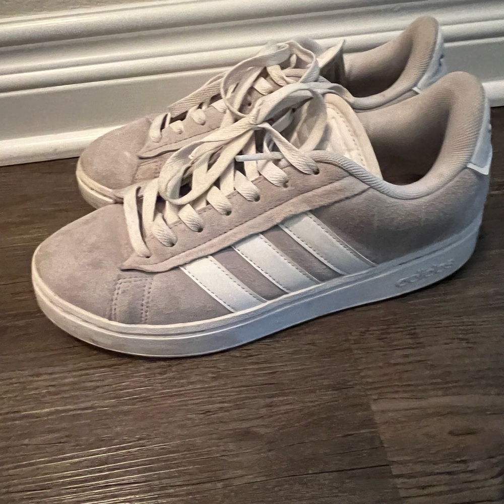 adidas Suede Sneakers in Light Gray and White